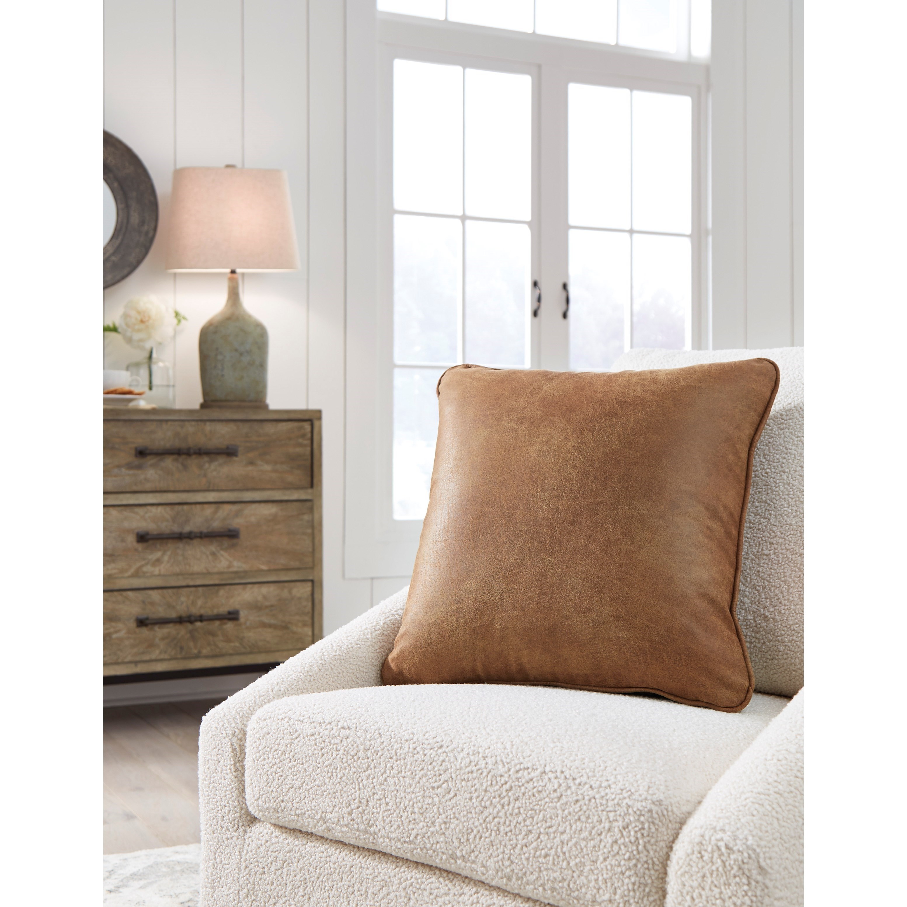 Signature Design by Ashley Cortnie 4243ASHLE Cortnie Caramel Pillow Standard Furniture Textiles Throw Pillows